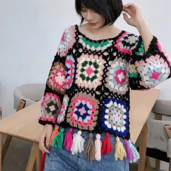 O Neck Tassel Knitted Pullover Female Autumn Winter White Long Sleeve Knit Crochet Sweaters Women Cropped Jumper
O Neck Tassel Knitted Pullover Female Autumn Winter White Long Sleeve Knit Crochet Sweaters Women Cropped Jumper