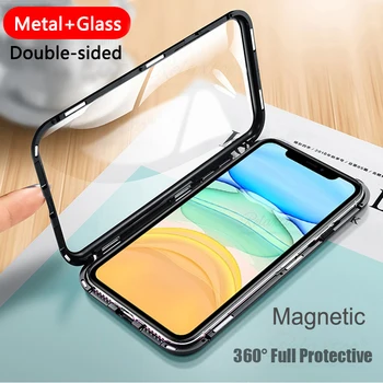 Luxury Double sided glass Metal Magnetic Case for iPhone 11 pro xs max xr x Phone Cases Magnet Cover 360 Full Protection shell 
Luxury Double sided glass Metal Magnetic Case for iPhone 11 pro xs max xr x Phone Cases Magnet Cover 360 Full Protection shell