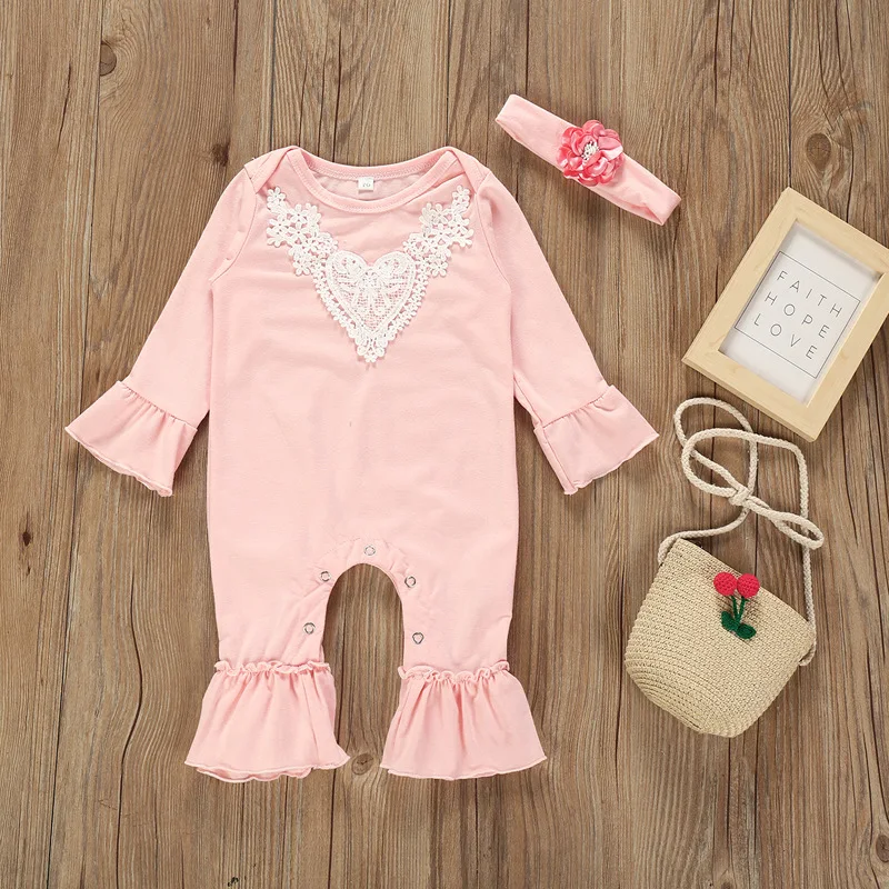 Baby Onesie Pink Bell Sleeve Lace Crawling Clothes Spring And Autumn Newborns Solid Color Outer Wear Baby Clothes
Baby Onesie Pink Bell Sleeve Lace Crawling Clothes Spring And Autumn Newborns Solid Color Outer Wear Baby Clothes
