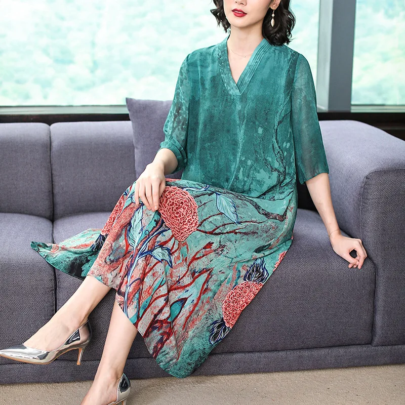 2020 Spring Clothing New Style Dress Women's Printed Chiffon Half-sleeve Shirt Skirt High-End Fashion Elegant Mid-length Long Sk
2020 Spring Clothing New Style Dress Women's Printed Chiffon Half-sleeve Shirt Skirt High-End Fashion Elegant Mid-length Long Sk