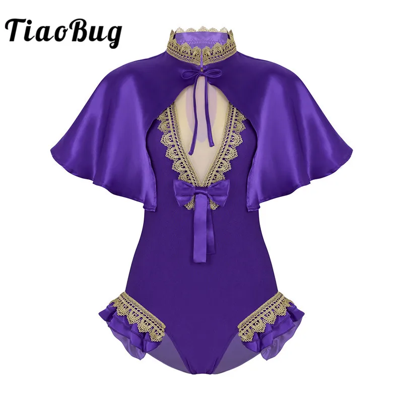 TiaoBug Adults Purple Shiny Satin Cape with Gymnastics Leotard Bodysuit Set Halloween Cosplay Party Circus Costume Dance Wear
TiaoBug Adults Purple Shiny Satin Cape with Gymnastics Leotard Bodysuit Set Halloween Cosplay Party Circus Costume Dance Wear