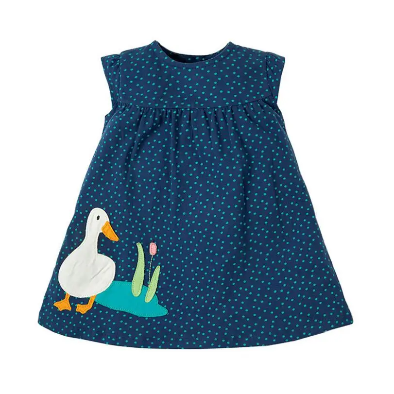 Frocks for Girls 2021 New Summer Baby Girl Clothes Brand Striped Dress Kids Cotton Animal Bunny Flower Print Sleeveless Dresses | Детская