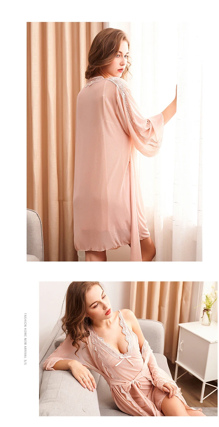 Waliicorners Three-piece sexy lingerie female bride halter strapless nightdress ladies mesh sexy nightdress nightgown suit five-color M-XL 11 Ha2fd88c4dfc54796b5e2a228ee6bae7ez