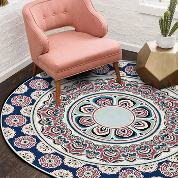 Fashion Retro Dark Blue Red European-style Floral Round Living Room Bedroom Stool Non-slip Mat Carpet 
Fashion Retro Dark Blue Red European-style Floral Round Living Room Bedroom Stool Non-slip Mat Carpet