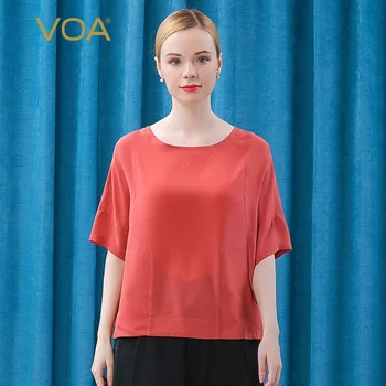 VOA Silk Shoulder length Five sleeve European Version of Loose Front Short Back and Long-length Linear Split Home T Casual BJ111
VOA Silk Shoulder length Five sleeve European Version of Loose Front Short Back and Long-length Linear Split Home T Casual BJ111