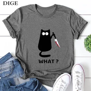 2020 New Tshirt Murderous Cat Knife Women Funny T Shirt Short Sleeve Halloween Tops Tees Femme Camisetas Verano Mujer B0624
2020 New Tshirt Murderous Cat Knife Women Funny T Shirt Short Sleeve Halloween Tops Tees Femme Camisetas Verano Mujer B0624
