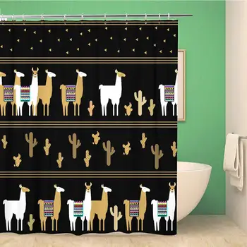 Bathroom Shower Curtain Lamas and Cactuses The Linear Pattern White Golden Colorful Polyester Fabric 60x72 inches Waterproof
Bathroom Shower Curtain Lamas and Cactuses The Linear Pattern White Golden Colorful Polyester Fabric 60x72 inches Waterproof