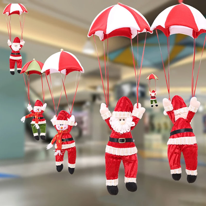 

Christmas Home Ceiling Decorations Parachute 24cm Santa Claus Smowman New Year Hanging Pendant Christmas Decoration Supplies