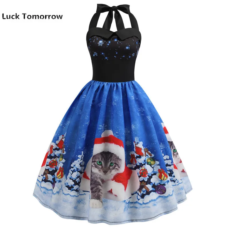 Christmas Dress Vestido 2019 Women Sexy Halter Vintage Red Dress Casual Floral Print Pin Up Retro Rockabilly Swing Party Dresses
Christmas Dress Vestido 2019 Women Sexy Halter Vintage Red Dress Casual Floral Print Pin Up Retro Rockabilly Swing Party Dresses