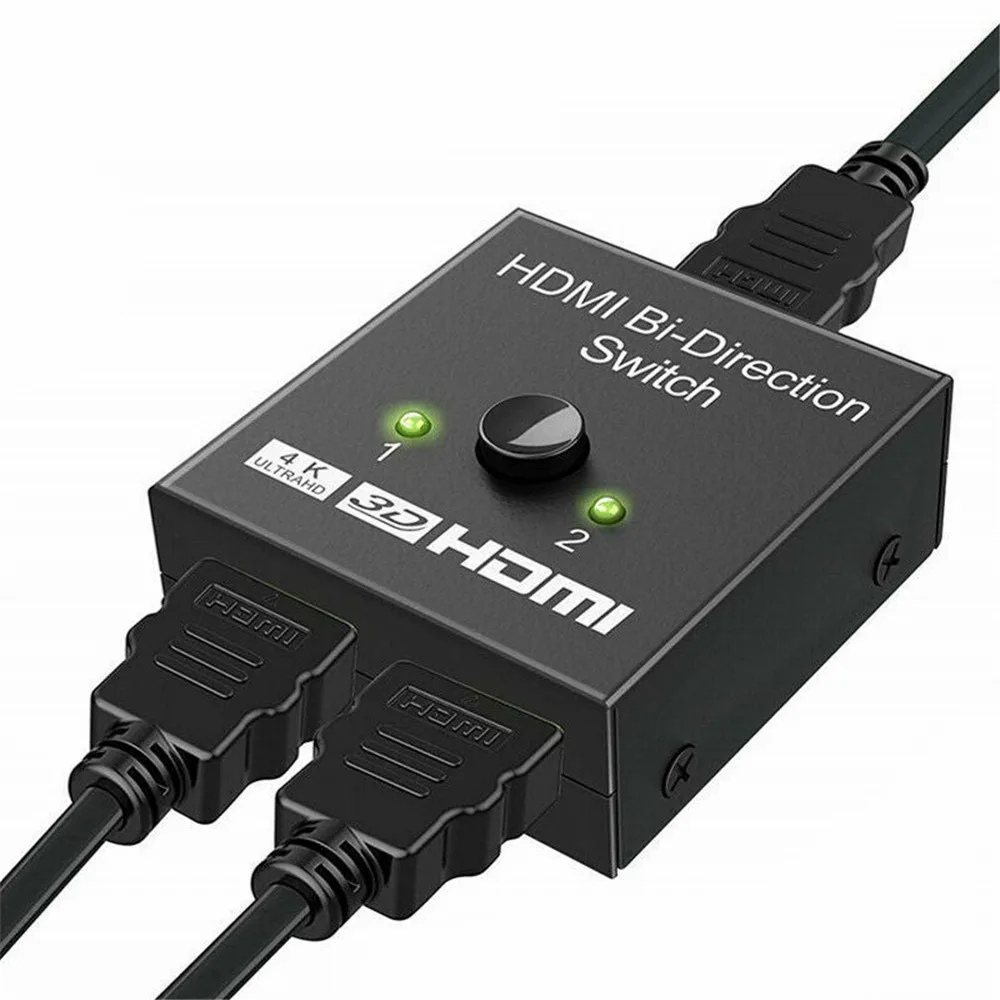 HDMI Bi-directional Switch 3D UHD 4K HDMI Switcher Splitter Hub 2 Input to 1 Output or 1 in to 2 Out
HDMI Bi-directional Switch 3D UHD 4K HDMI Switcher Splitter Hub 2 Input to 1 Output or 1 in to 2 Out