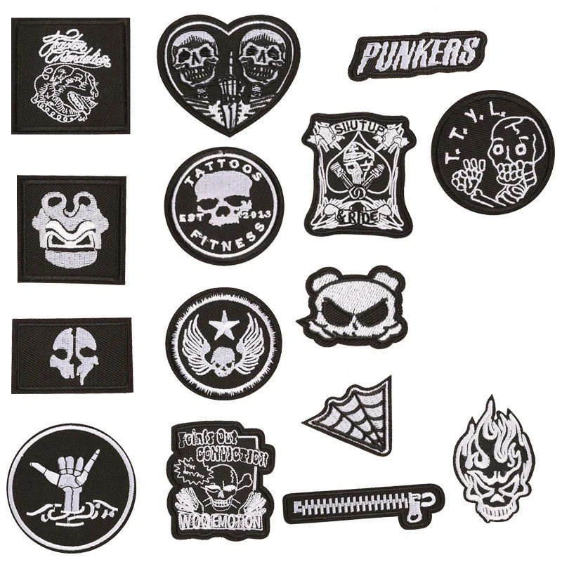 PGY 1 PCS Dark Punk Embroidery Patches for Stripes on the Backpack Stickers on Fabric Iron on Clothes Skeleton Skull Appliques
PGY 1 PCS Dark Punk Embroidery Patches for Stripes on the Backpack Stickers on Fabric Iron on Clothes Skeleton Skull Appliques