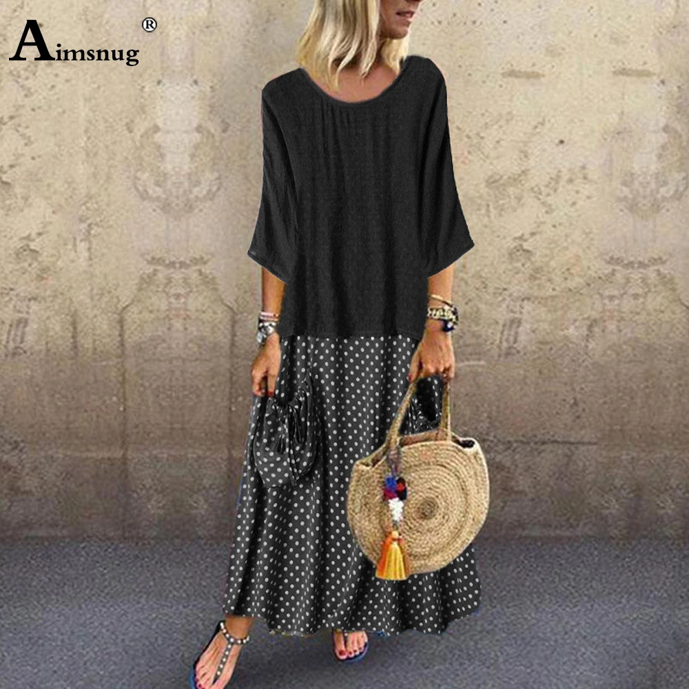 Plus size 5xl Women Elegant Mid-Calf Dress Patchwork Dot Print Three Quarter Sleeve Linen Dresses Femme Vintage Boho Loose Dress
Plus size 5xl Women Elegant Mid-Calf Dress Patchwork Dot Print Three Quarter Sleeve Linen Dresses Femme Vintage Boho Loose Dress