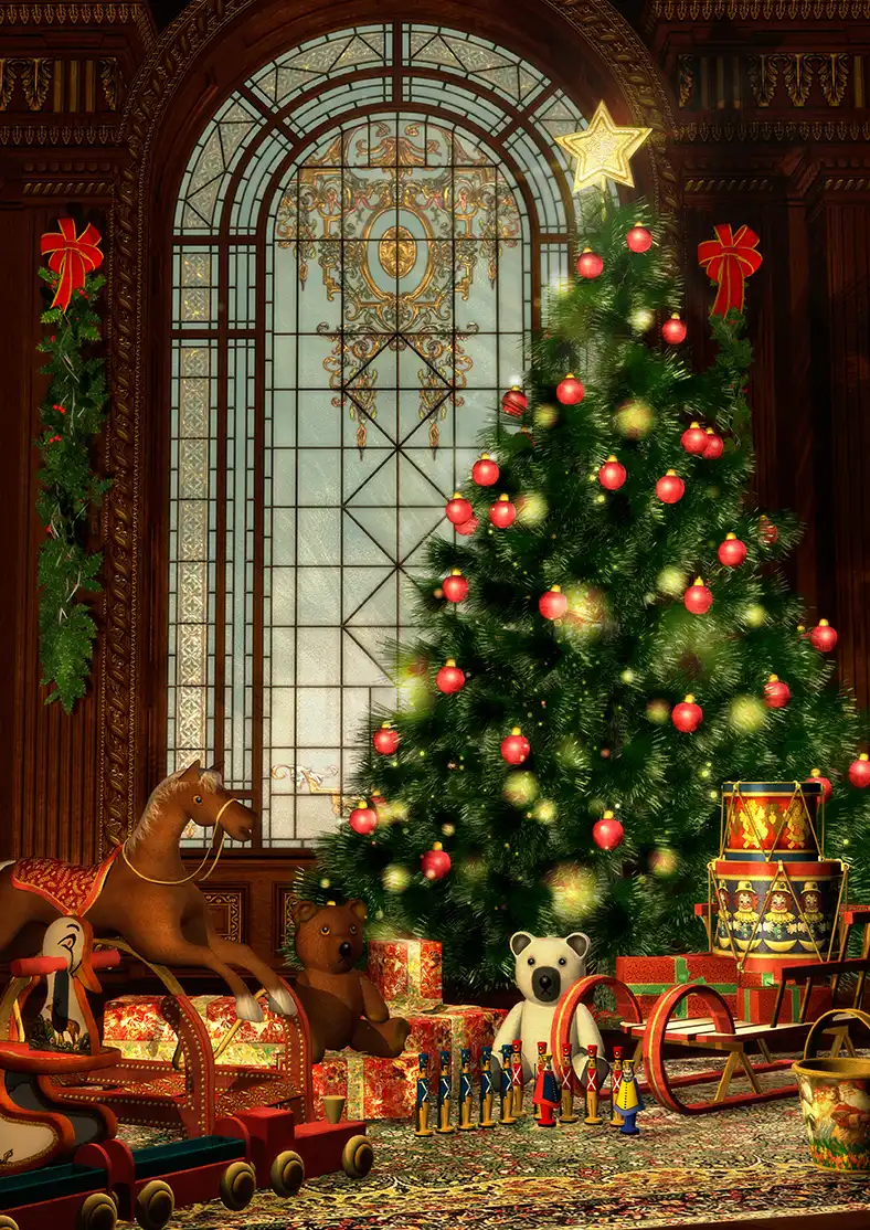 capisco photography background christmas decorated tree toys