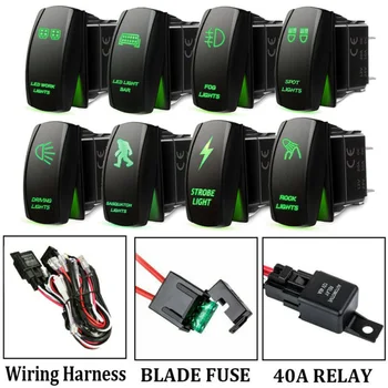 Green LED Work Light Bar Toggle Rocker Switch + 40A Relay Wiring Harness Kit 12V Pin LED Rocker Switch
Green LED Work Light Bar Toggle Rocker Switch + 40A Relay Wiring Harness Kit 12V Pin LED Rocker Switch