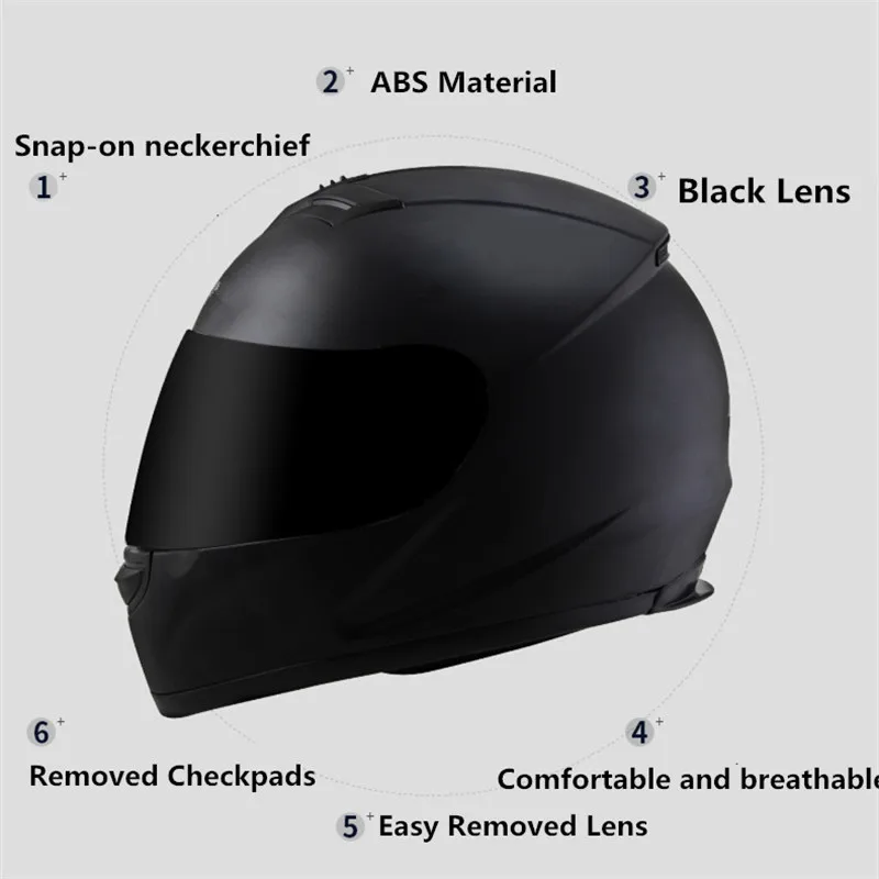 

DOT CE Approved Full Face Motorbike Helmet Motorcycle Helmet - Matt Black L (59-60cm) Silver Lens