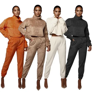 2020 New Autumn Winter Women Tracksuit Turtleneck Solid Crop Top Long Pants Casual Velvet Two Piece Set Sweatsuit Outfits S-2XL
2020 New Autumn Winter Women Tracksuit Turtleneck Solid Crop Top Long Pants Casual Velvet Two Piece Set Sweatsuit Outfits S-2XL