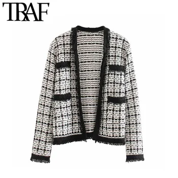 TRAF Women Vintage Stylish Patchwork Plaid Beading Tweed Jacket Coat Fashion V Neck Long Sleeve Female Outerwear Chic Tops
TRAF Women Vintage Stylish Patchwork Plaid Beading Tweed Jacket Coat Fashion V Neck Long Sleeve Female Outerwear Chic Tops