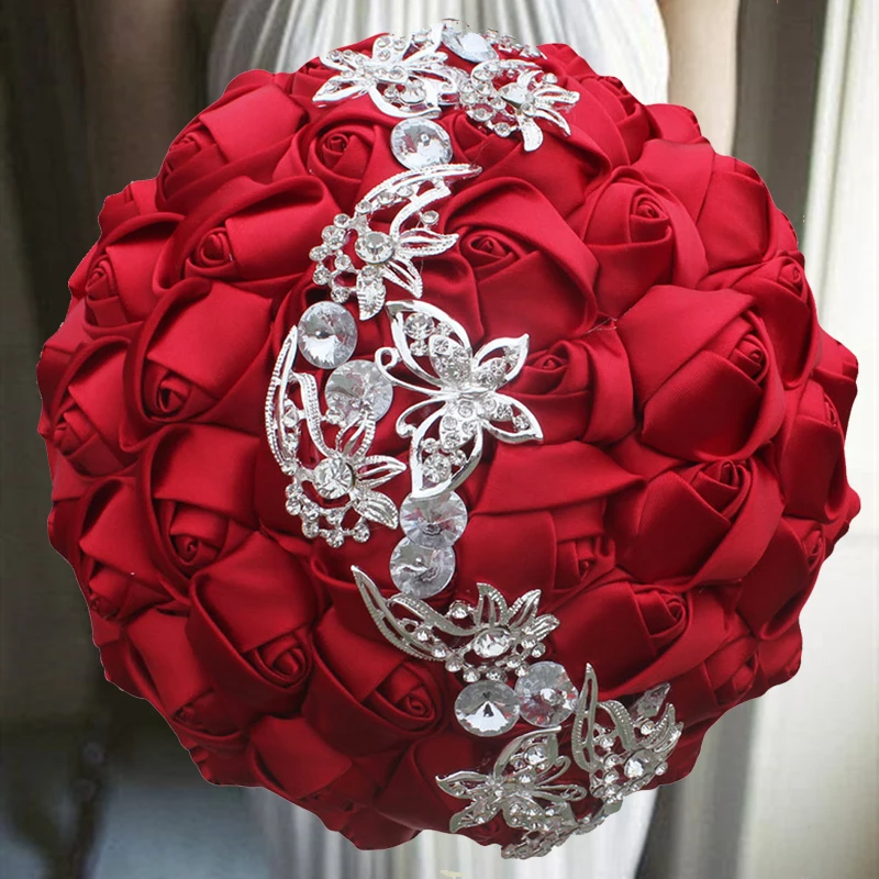 

1pc/lot Red Holding Flowers With Pearl For Wedding Party