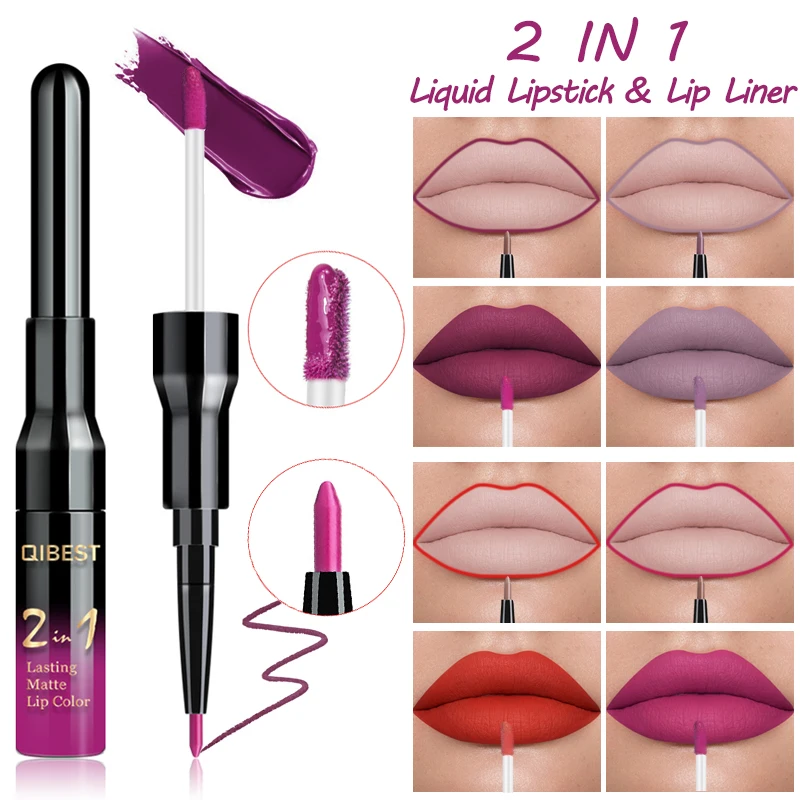 2 in 1 Double Head Lip Gloss Matte Liquid Lipstick Lip Liner Waterproof Nude Cosmetic Lipgloss Set for Mate Lip stick Makeup Pen
2 in 1 Double Head Lip Gloss Matte Liquid Lipstick Lip Liner Waterproof Nude Cosmetic Lipgloss Set for Mate Lip stick Makeup Pen