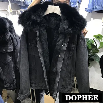 Fox Fur Collar Denim Jacket Women Thicken Warm Winter Coats Cotton Padded Jackets Detachable Rabbit Fur Liner Jean Parka Coats
Fox Fur Collar Denim Jacket Women Thicken Warm Winter Coats Cotton Padded Jackets Detachable Rabbit Fur Liner Jean Parka Coats