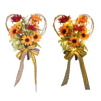 Halloween Simulation Sunflower Ribbon Wall Hanging Autumn Harvest Festival Heart-shaped Wreath With Lamp
Halloween Simulation Sunflower Ribbon Wall Hanging Autumn Harvest Festival Heart-shaped Wreath With Lamp