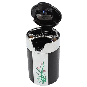 Blue LED light smoking loose solar ashtray ashtray ashtray holder silver + black 
Blue LED light smoking loose solar ashtray ashtray ashtray holder silver + black