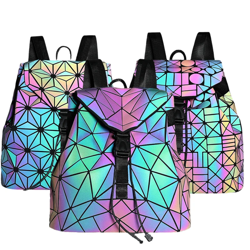 Fashion Luminous Women backpack Drawstring folding backpack Triangle Sequin Backpack for Reflective strip Female student bag
Fashion Luminous Women backpack Drawstring folding backpack Triangle Sequin Backpack for Reflective strip Female student bag