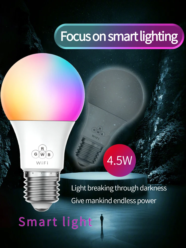 Smart Light Bulbs, WiFi Light Bulbs Work with Alexa,Google Home Assistant, IFTTT and Siri (No Hub Required)4.5w (50w Equivalent)
Smart Light Bulbs, WiFi Light Bulbs Work with Alexa,Google Home Assistant, IFTTT and Siri (No Hub Required)4.5w (50w Equivalent)