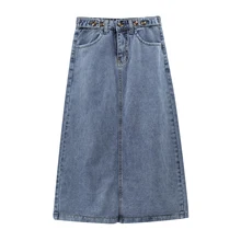 2021 Winter Spring Vintage Women's Denim Skirt Pocket High Wasit Jeans Skirt Straight Female A-line Pencil Back Slim Split Skirt 
2021 Winter Spring Vintage Women's Denim Skirt Pocket High Wasit Jeans Skirt Straight Female A-line Pencil Back Slim Split Skirt