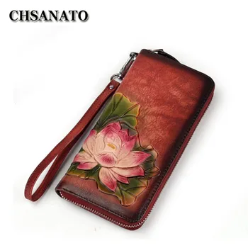 CHSANATO Clutch Phone Wallet Women Zipper Purse Female Cow Leather Brand Retro Woman's Long Flowers Wallets Sac A Main Femme 
CHSANATO Clutch Phone Wallet Women Zipper Purse Female Cow Leather Brand Retro Woman's Long Flowers Wallets Sac A Main Femme
