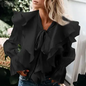 2020 Spring Shirts ZANZEA Elegant Long Sleeve Blouse Fashion Solid Lace-Up Ruffles Tunic Tops Women Bow Tie OL Blusas Chemise
2020 Spring Shirts ZANZEA Elegant Long Sleeve Blouse Fashion Solid Lace-Up Ruffles Tunic Tops Women Bow Tie OL Blusas Chemise