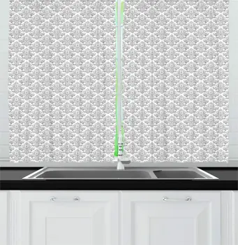 Pale Purpleblue White Damask Grey Kitchen Curtains Baroque Leafy Antique Ornamental Pattern on Plain Background for Kitchen Cafe
Pale Purpleblue White Damask Grey Kitchen Curtains Baroque Leafy Antique Ornamental Pattern on Plain Background for Kitchen Cafe