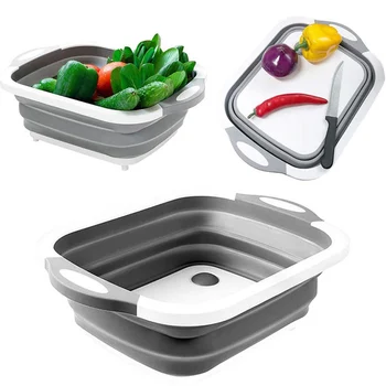 Collapsible Cutting Board with Colander Foldable Multi-function Plastic Silicone Dish Tub Washing Draining Veggitable Basket
Collapsible Cutting Board with Colander Foldable Multi-function Plastic Silicone Dish Tub Washing Draining Veggitable Basket