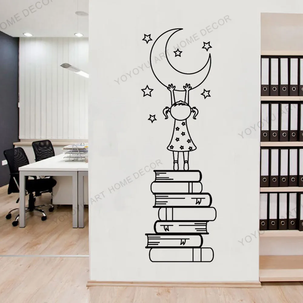 Фото Самоклеящаяся для книг с Луной и звездами виниловая наклейка на стену Наклейка