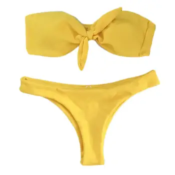 Hot 2Pcs Women Sexy Solid Color Knot Padded Tube Top Bra Briefs Bikini Set Swimwear
Hot 2Pcs Women Sexy Solid Color Knot Padded Tube Top Bra Briefs Bikini Set Swimwear