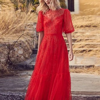 Gedivoen Fashion Designer Solid Red Women Summer Dress Lantern Sleeve Patchwork Lace A Line Dress Elegant Female Midi Dresses
Gedivoen Fashion Designer Solid Red Women Summer Dress Lantern Sleeve Patchwork Lace A Line Dress Elegant Female Midi Dresses