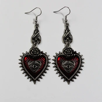 HUANZHI New 2020 Red Glaze Gothic Love Heart Rose Vintage Silver Color Bat Punk Metal Long Drop Earrings for Women Party Jewelry
HUANZHI New 2020 Red Glaze Gothic Love Heart Rose Vintage Silver Color Bat Punk Metal Long Drop Earrings for Women Party Jewelry