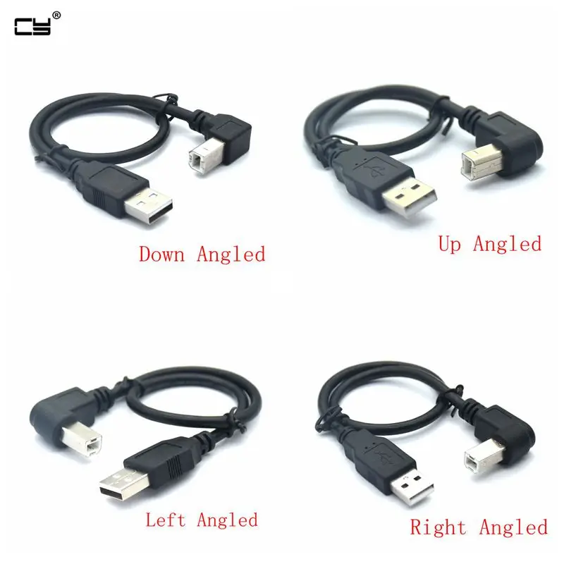 

5FT 30cm 50cm 1m 1.5m 90 degree Left Up Down Right Angle USB 2.0 Printer Cable Type A Male to Type B Male Foil Braided inside