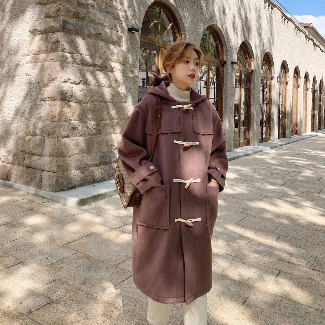 Photo Shoot INS Sweet College Style Greyish Purple Mid-length Hooded Toggle Cashmere Wool Woolen Cloth Coat Women's Winter
Photo Shoot INS Sweet College Style Greyish Purple Mid-length Hooded Toggle Cashmere Wool Woolen Cloth Coat Women's Winter