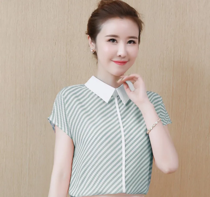 Very Fairy of Summer New Style Peter Pan Collar Short-sleeved Chiffon Shirt Blouse Large Size Loose-Fit Belly Covering zi yang G
Very Fairy of Summer New Style Peter Pan Collar Short-sleeved Chiffon Shirt Blouse Large Size Loose-Fit Belly Covering zi yang G