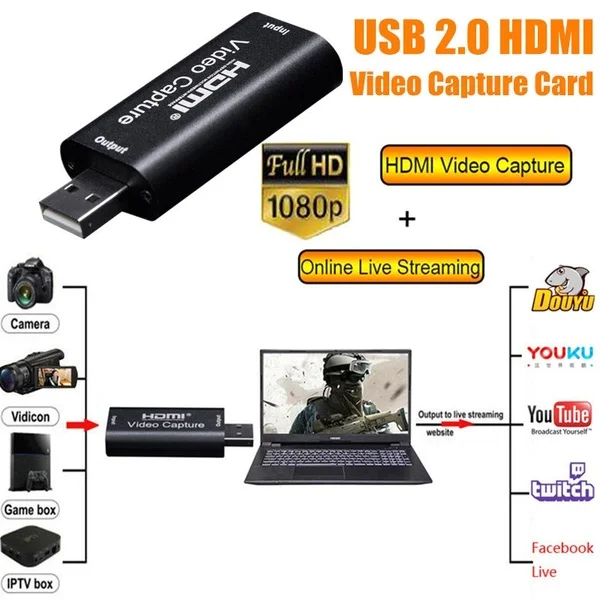 2020 Новые аудио видео карты 1080P USB2.0 HDMI к USB рекордер для игр встречи записи|DVR-карты|