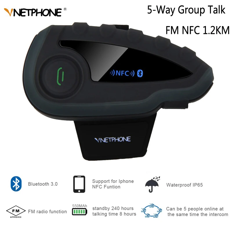 VNETPHONE V8 Motorcycle Bluetooth Helmet Intercom without Remote Control 5-Way Group Talk Wireless Waterproof Headset FM NFC 1.2
VNETPHONE V8 Motorcycle Bluetooth Helmet Intercom without Remote Control 5-Way Group Talk Wireless Waterproof Headset FM NFC 1.2