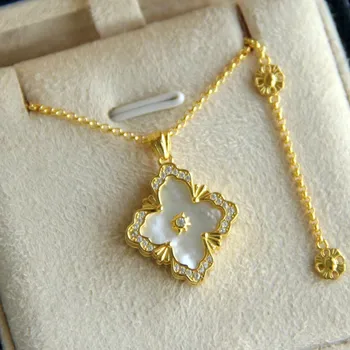 CMajor Pure Silver Jewelry Palace Vintage Luxury Four-leaf Clover White Shell/Black Red Jade Pendant Necklaces For Women
CMajor Pure Silver Jewelry Palace Vintage Luxury Four-leaf Clover White Shell/Black Red Jade Pendant Necklaces For Women