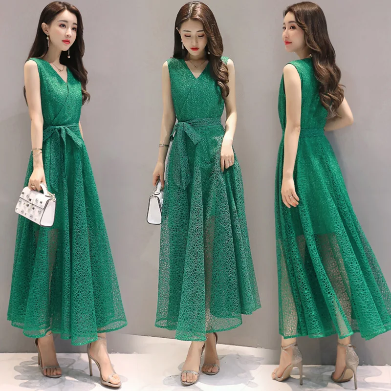 2018 Summer Wear New Style Sleeveless Lace Hollow out Dress Women's Korean-style Slim Fit Slimming Elegant Long Jumpsuit Skirt
2018 Summer Wear New Style Sleeveless Lace Hollow out Dress Women's Korean-style Slim Fit Slimming Elegant Long Jumpsuit Skirt