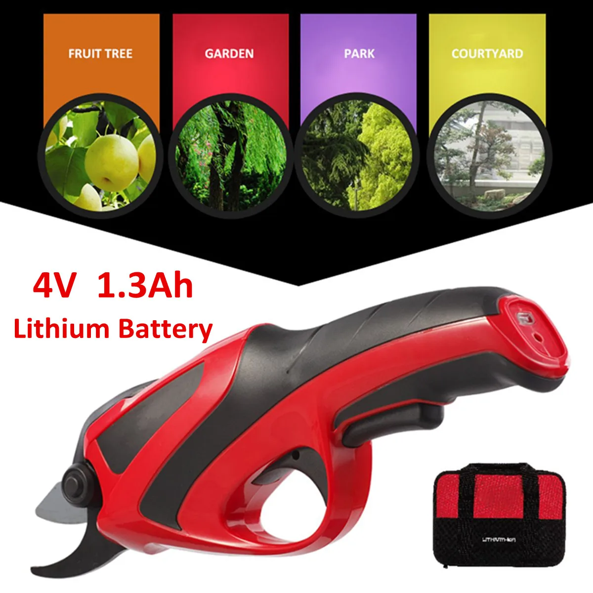 220-240V Rechargeable Electric Pruning Shears 4V Non-slip Cordless Secateur Branch Cutter Electric Fruit Pruning Tool With Bag
220-240V Rechargeable Electric Pruning Shears 4V Non-slip Cordless Secateur Branch Cutter Electric Fruit Pruning Tool With Bag