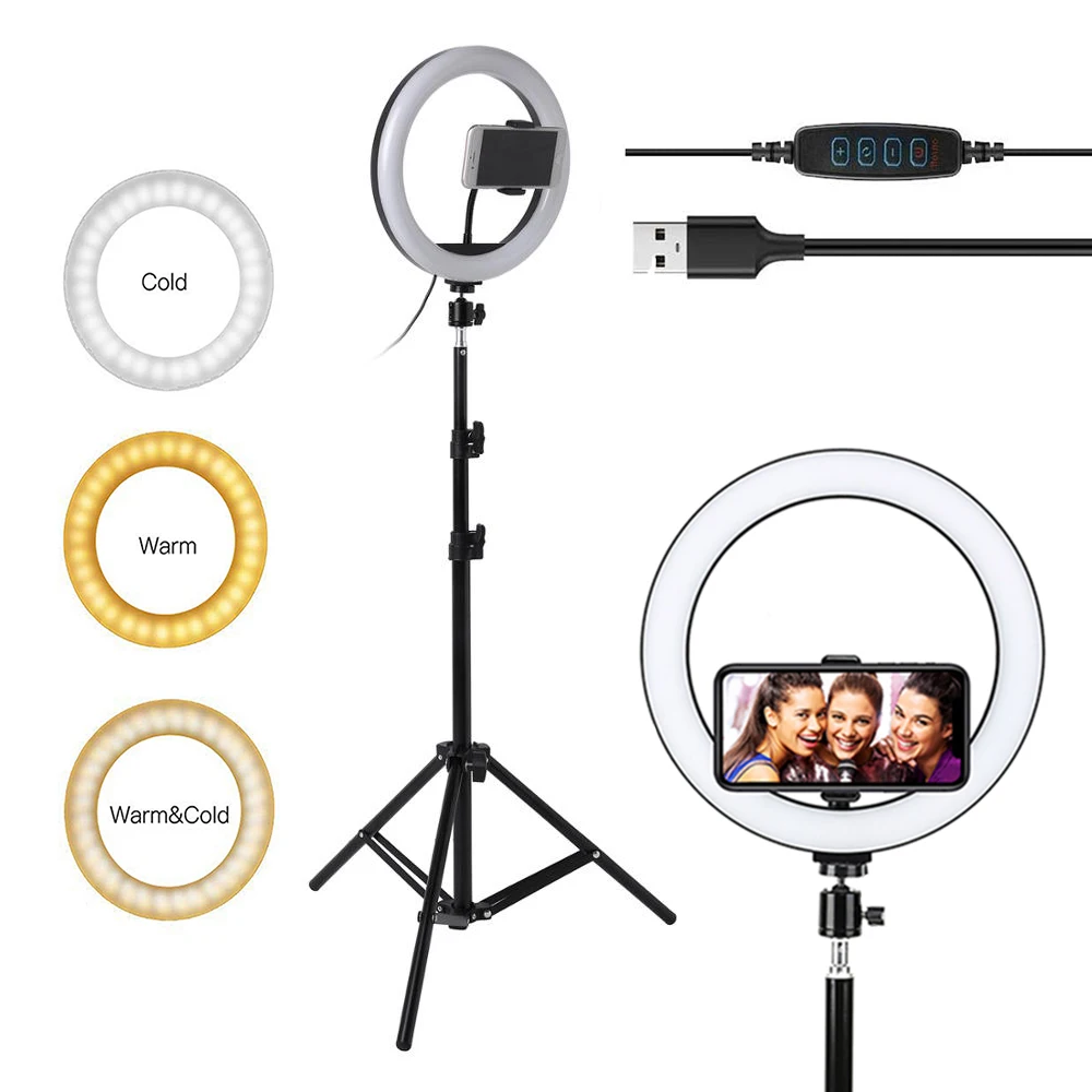 10inch LED Ring Light With 160CM Tripod for Phone Photography USB Ringlight Lamp Video Makeup Youtube | Мобильные телефоны и