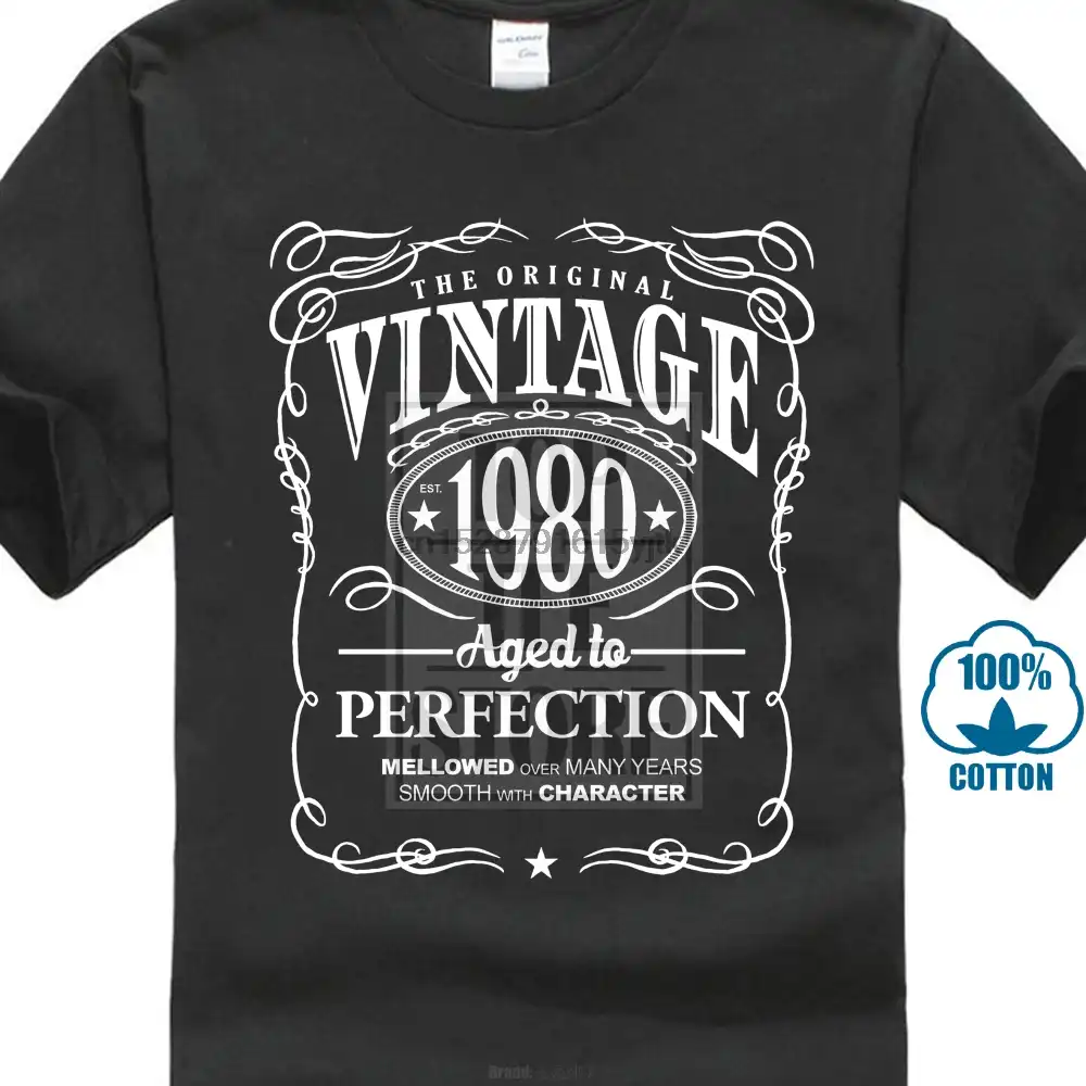 vintage 1980 aged to perfection mens t shirt birthday gift for