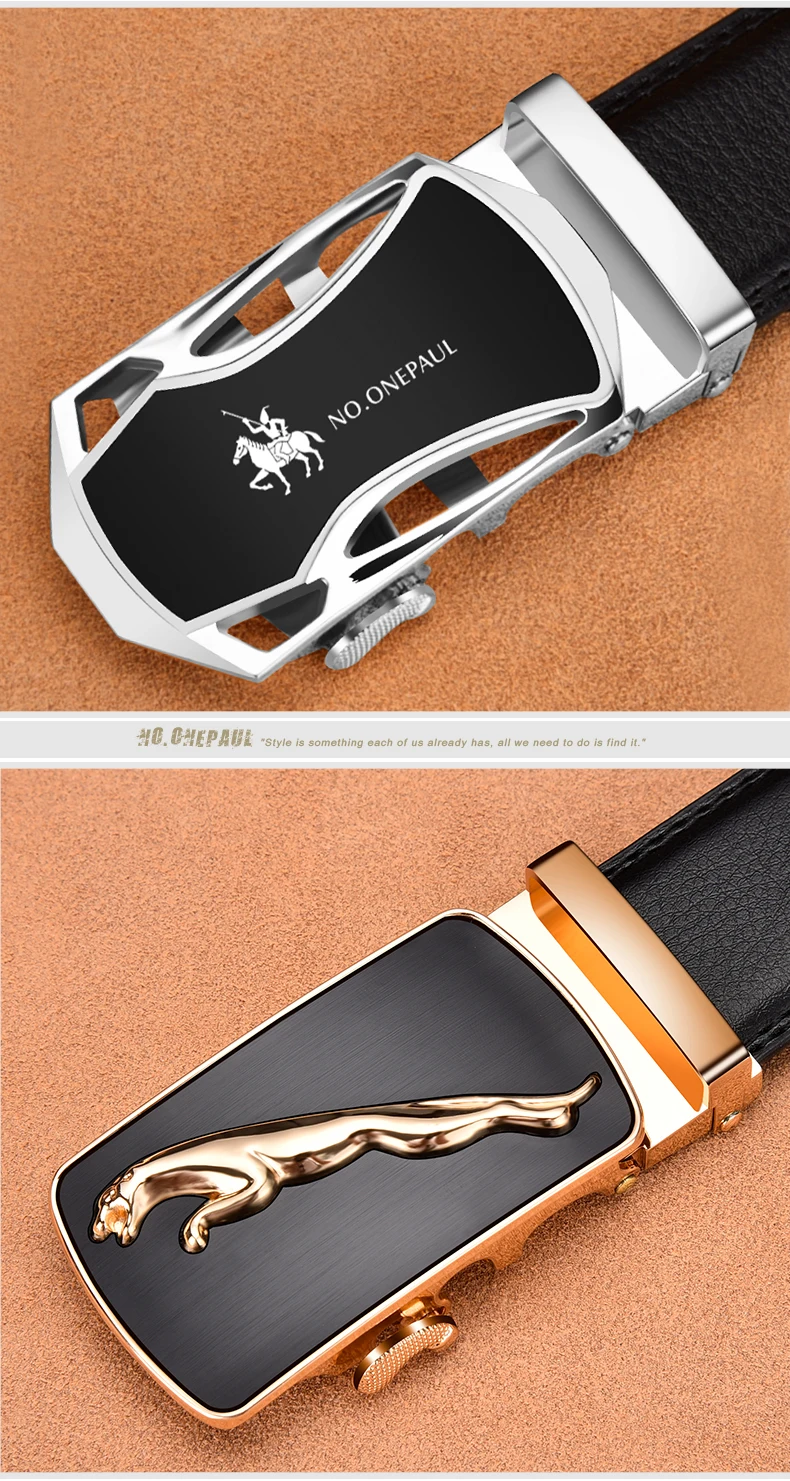 NO.ONEPAUL Brand Fashion Automatic Buckle Black Genuine Leather Belt Men's Belts Cow Leather Belts for Men 3.5cm Width WQE789 NO.ONEPAUL Brand Fashion Automatic Buckle Black Genuine Leather Belt Men's Belts Cow Leather Belts for Men 3.5cm Width WQE789