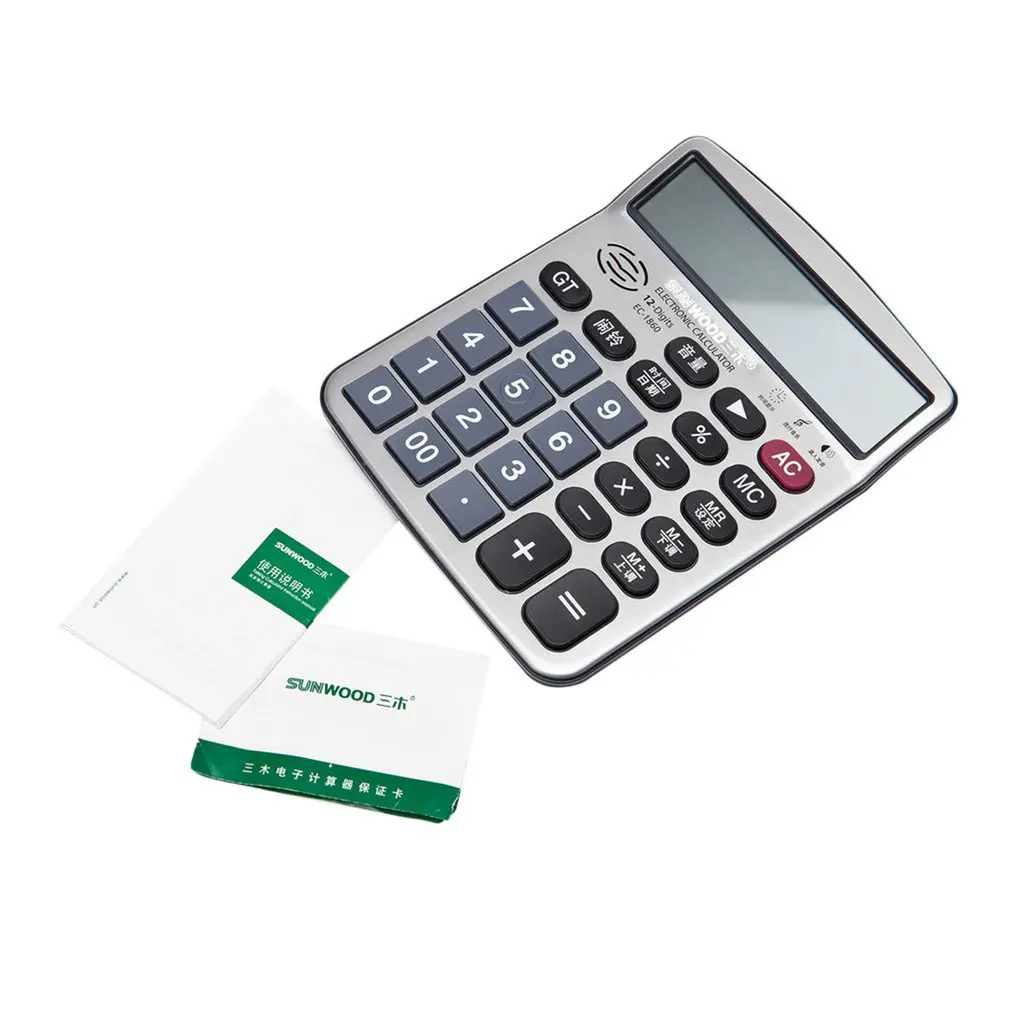 Portable EC-1860 SUNWOOD Desktop Calculator Metal Surface Real Voice Electronic Calculator For Office School Home
Portable EC-1860 SUNWOOD Desktop Calculator Metal Surface Real Voice Electronic Calculator For Office School Home