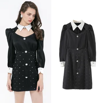 New small air fragrance black hollow out the a line fall set auger long sleeved dress G0874 temperament
New small air fragrance black hollow out the a line fall set auger long sleeved dress G0874 temperament